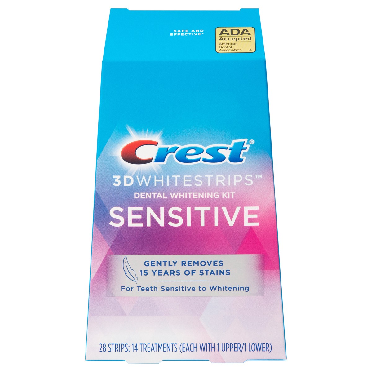 slide 1 of 2, Crest 3D Whitestrips Sensitive At-home Teeth Whitening Kit, 14 Treatments, Gently Removes 15 Years of Stains, 28 ct