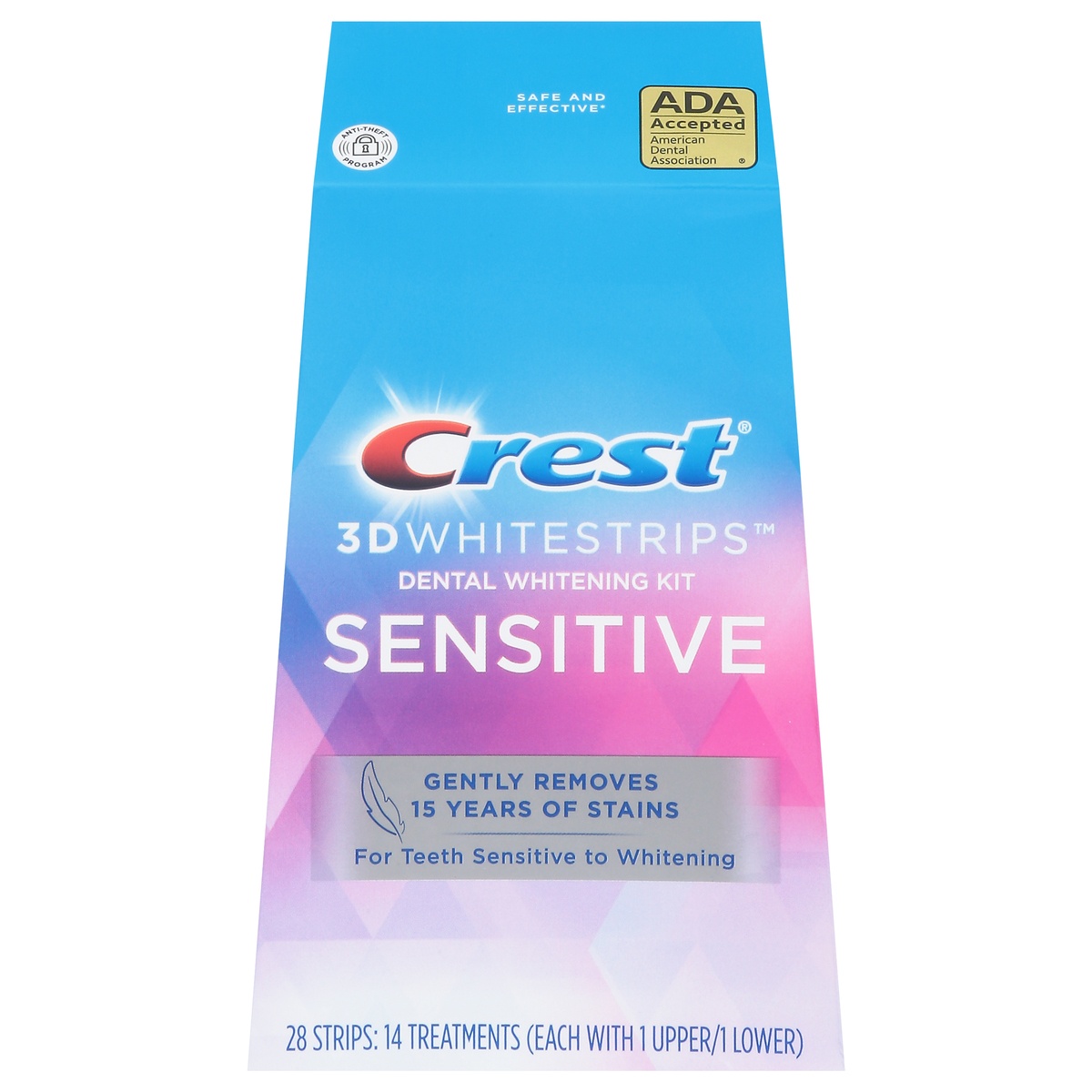 slide 1 of 1, Crest 3D Whitestrips Sensitive Dental Whitening Kit 28 ea, 28 ct