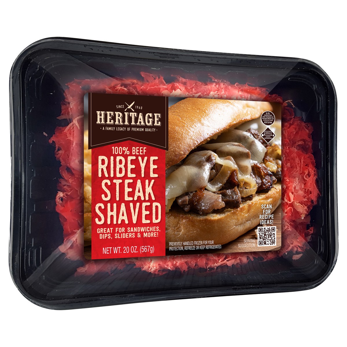 slide 2 of 9, Heritage Store 100% Beef Ribeye Steak Shaved 12 oz, 12 oz