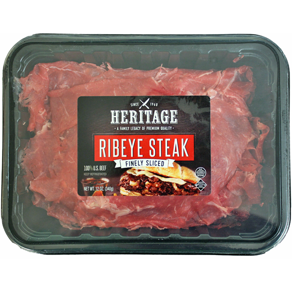 slide 1 of 1, Heritage Finely Sliced Boneless Ribeye Steaks, 12 oz