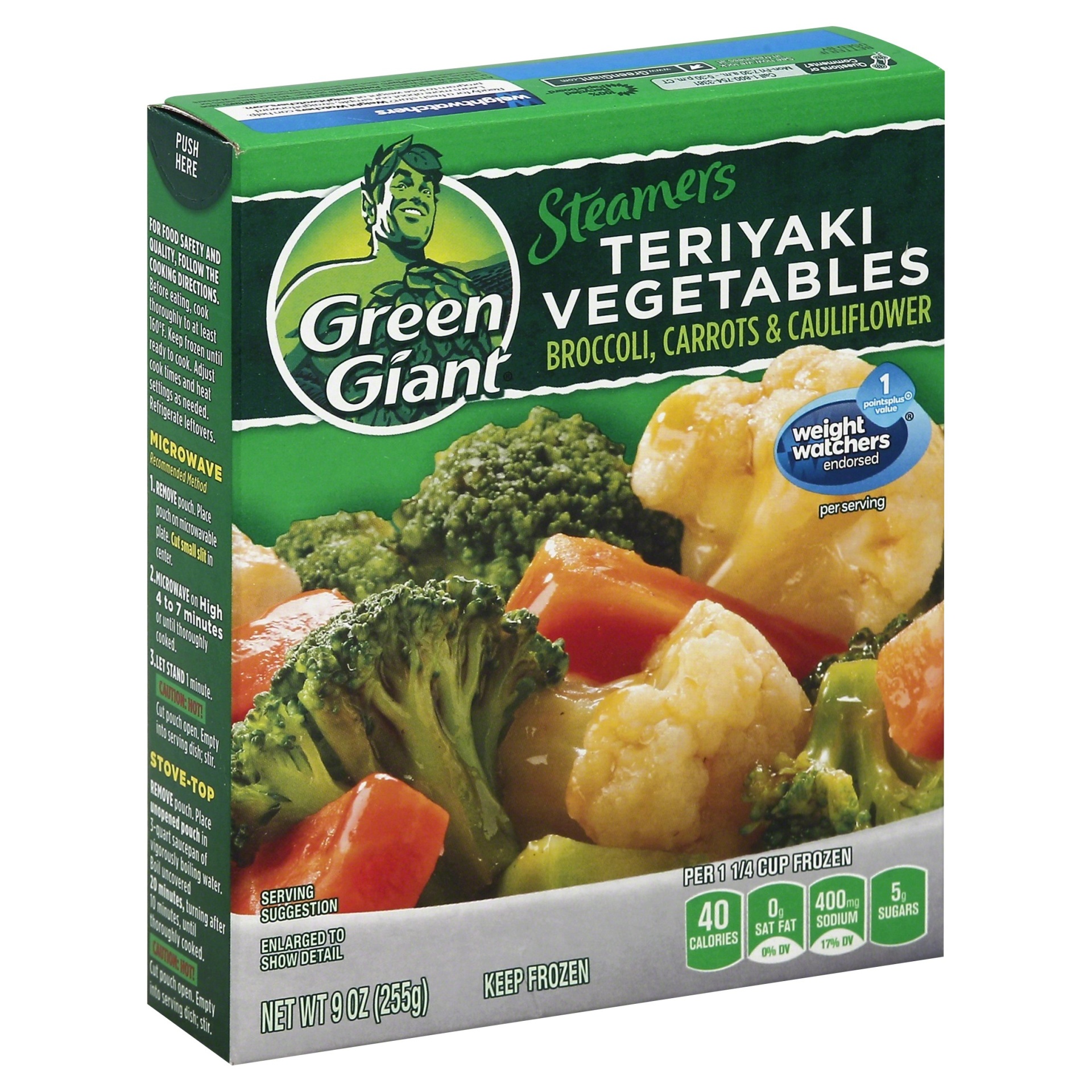 slide 1 of 1, Green Giant Steamers Teriyaki Vegetables Broccoli, Carrots and Cauliflower Lightly Sauced, 9 oz