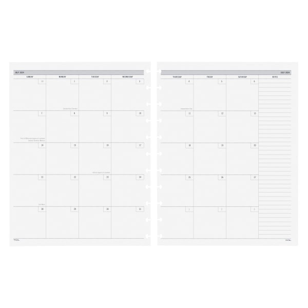 slide 2 of 3, TUL Discbound Academic Weekly/Monthly Planner Refill Pages, Junior Size, July 2021 To June 2022, 1 ct