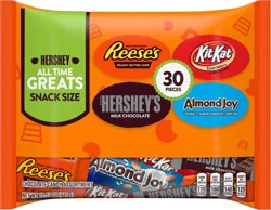 Hershey's Hershey All Time Greats Chocolate Assortment Snack Size Candy, Halloween, 15.57 oz, Bag (30 Pieces)