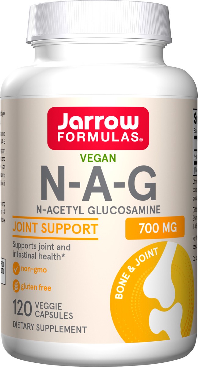 slide 4 of 4, Jarrow Formulas N-A-G 700 mg - 120 Veggie Capsules - N-Acetyl Glucosamine - Acetylated Form of Glucosamine - Supports Joint & Intestinal Health - Up to 120 Servings, 120 ct