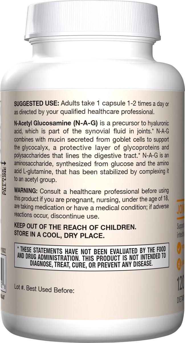 slide 3 of 4, Jarrow Formulas N-A-G 700 mg - 120 Veggie Capsules - N-Acetyl Glucosamine - Acetylated Form of Glucosamine - Supports Joint & Intestinal Health - Up to 120 Servings, 120 ct