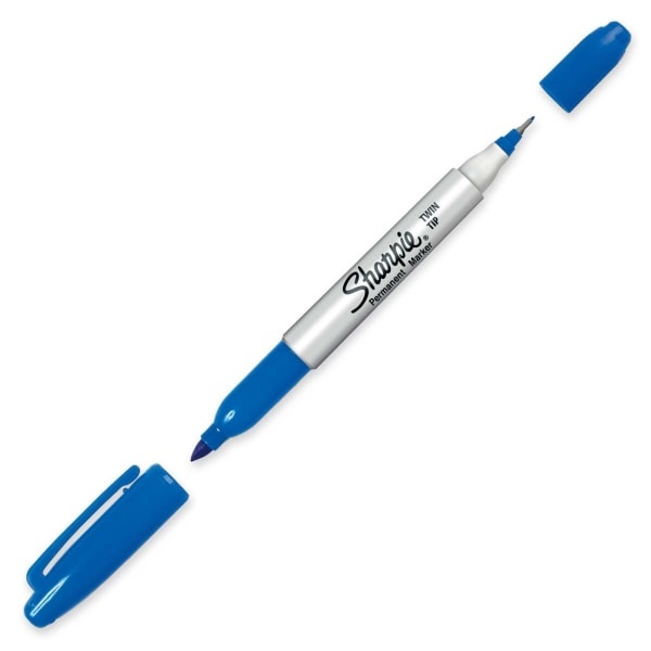 slide 1 of 1, Sharpie Twin Tip Fine/Ultra Fine Permanent Marker, Blue, 1 ct