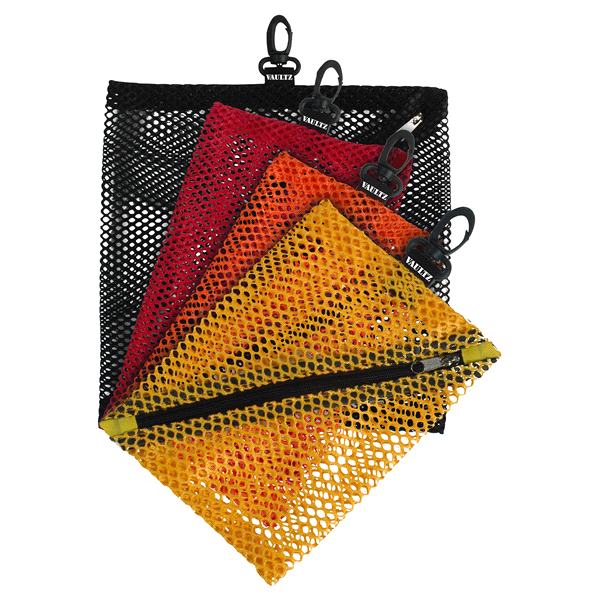slide 1 of 1, Vaultz Mesh Storage Bags - Black/Red/Orange/Yellow, 4 ct