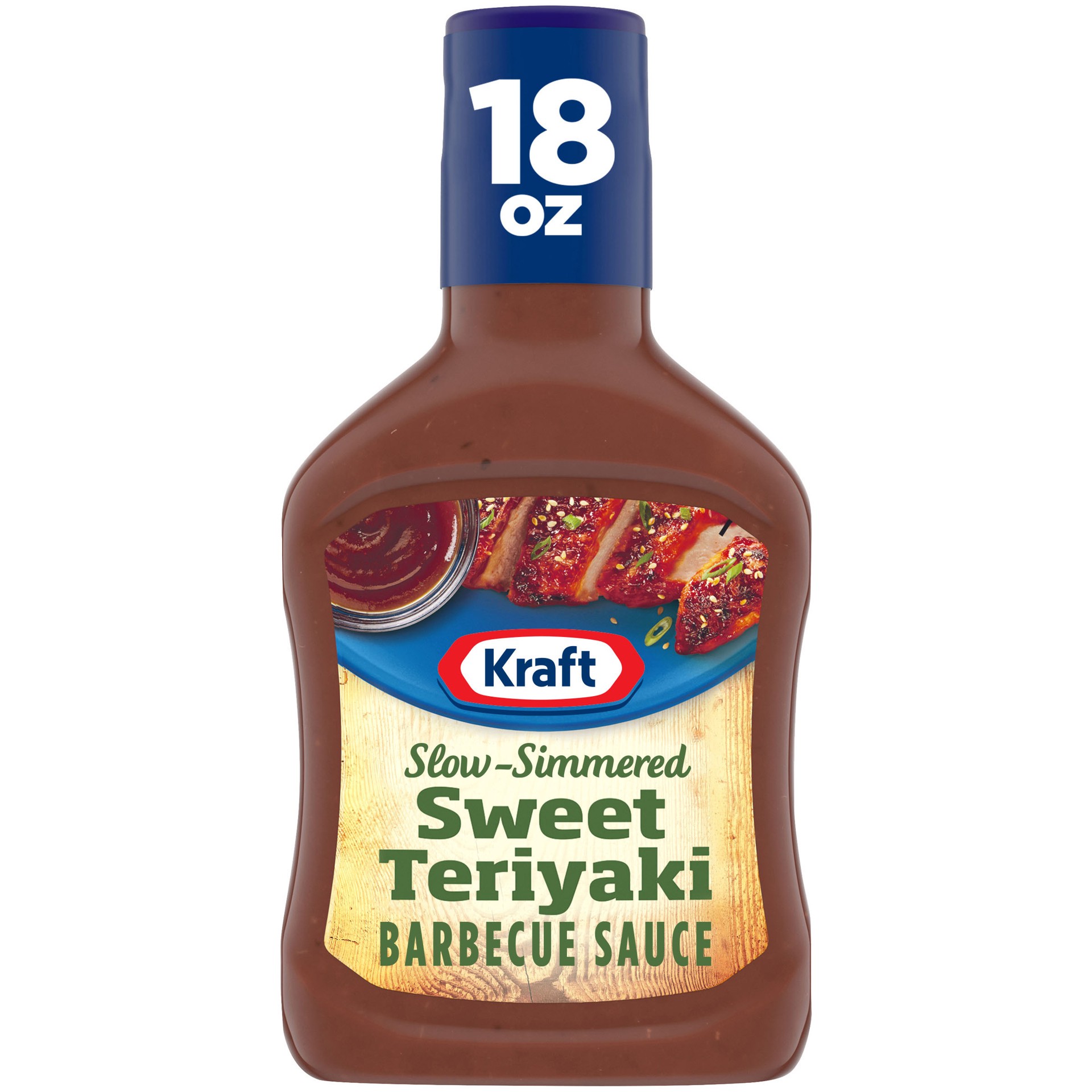 slide 1 of 9, Kraft Sweet Teriyaki Slow-Simmered Barbecue Sauce, 18 oz Bottle, 18 oz