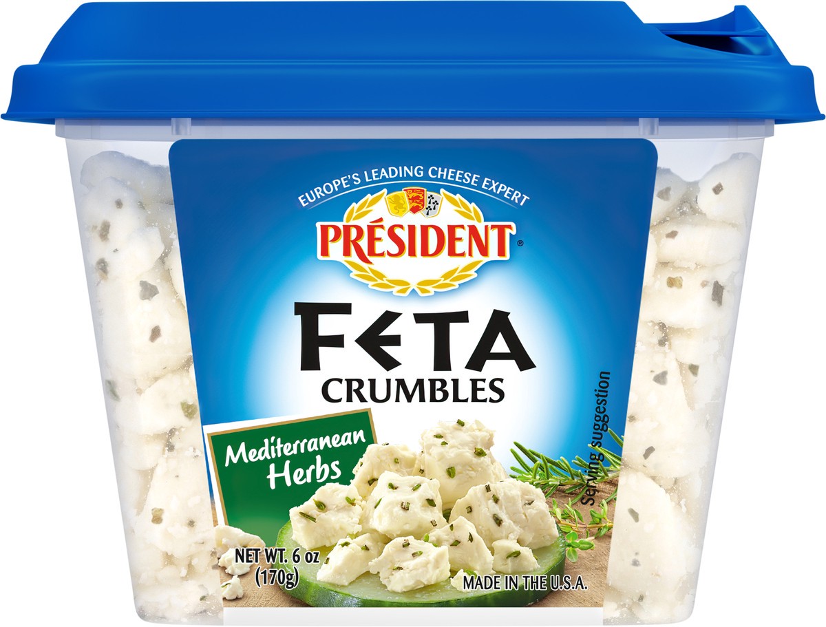 slide 6 of 9, Président Mediterranean Herbs Feta Crumbles Cheese Crumbles 6 oz, 