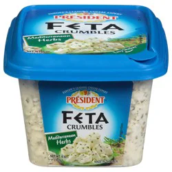 Président Feta Cheese Mediterranean Herbs Crumbled - 6 oz