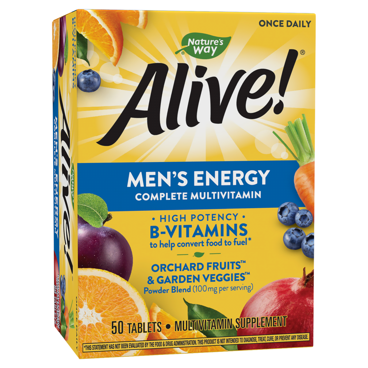 slide 1 of 9, Alive! Men's Energy Multi-Vitamin/Multi-Mineral Dietary Supplement Tablets, 50 ct