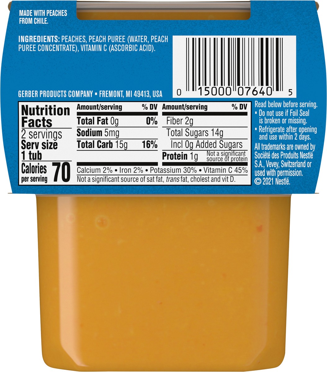 slide 6 of 9, Gerber 2nd Food Baby Food Peach Puree, Clean Label Project, 4 Oz Tubs, 2-Pack, 2 ct