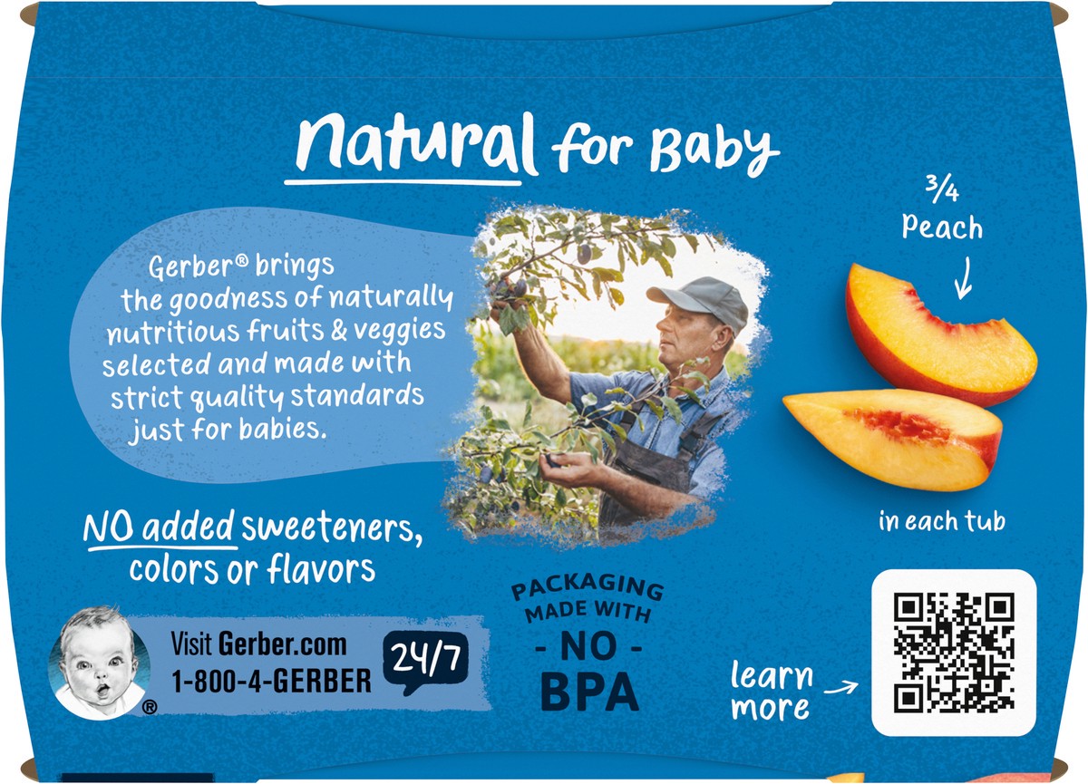 slide 9 of 9, Gerber 2nd Food Baby Food Peach Puree, Clean Label Project, 4 Oz Tubs, 2-Pack, 2 ct