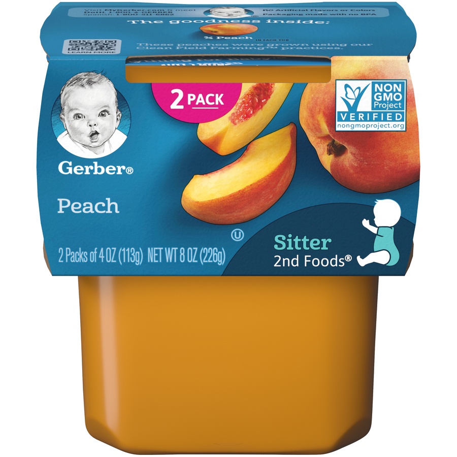 Gerber 2nd Foods Peach Baby Food 2 ct; 4 oz Shipt