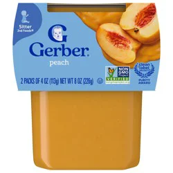 Gerber 2nd Food Baby Food Peach Puree, Clean Label Project, 4 Oz Tubs, 2-Pack