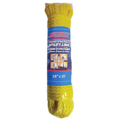 slide 1 of 1, SeaSense Yellow Braided Polypropylene Rope -3/8 x 20', 1 ct