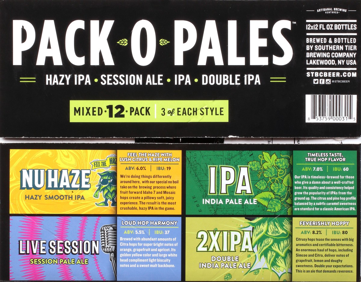 slide 9 of 9, Southern Tier Brewing Co. Mixed 12 Pack Pack O Pales Beer 12-12 fl oz Bottles, 12 ct