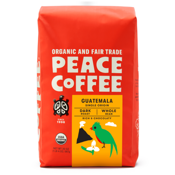 slide 1 of 1, Peace Coffee Organic Whole Bean Guatemala - 20 oz, 20 oz