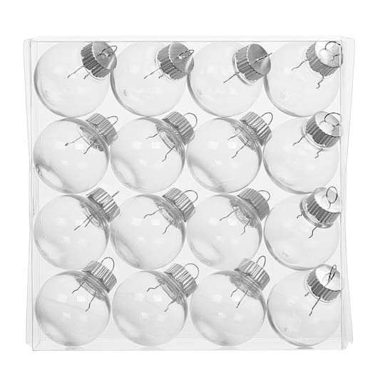slide 1 of 3, 1.75" Diy Clear Plastic Ball Ornaments, 16pc. By Make Market, 1.75 in