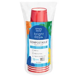 Simply Done Bright Day Compostable Party Cups, 16 fl oz, 15 ct