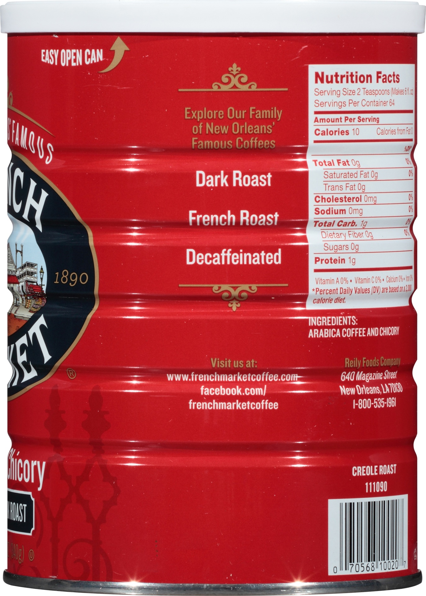 slide 3 of 6, French Market Coffee New Orleans' Famous Medium Dark Roast Coffee & Chicory, 12 oz