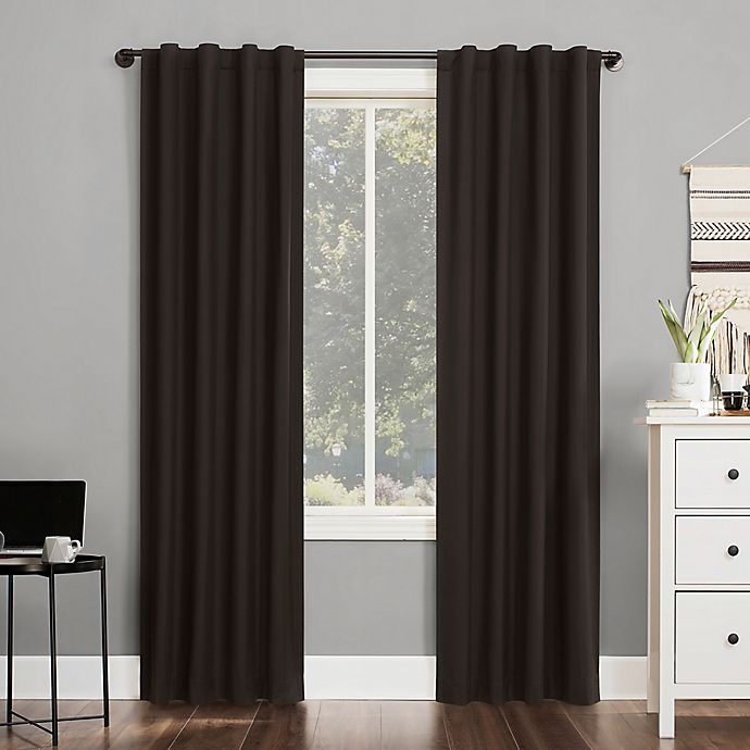 slide 1 of 1, Sun Zero Cyrus Back Tab 100% Blackout Window Curtain Panel - Cocoa, 63 in