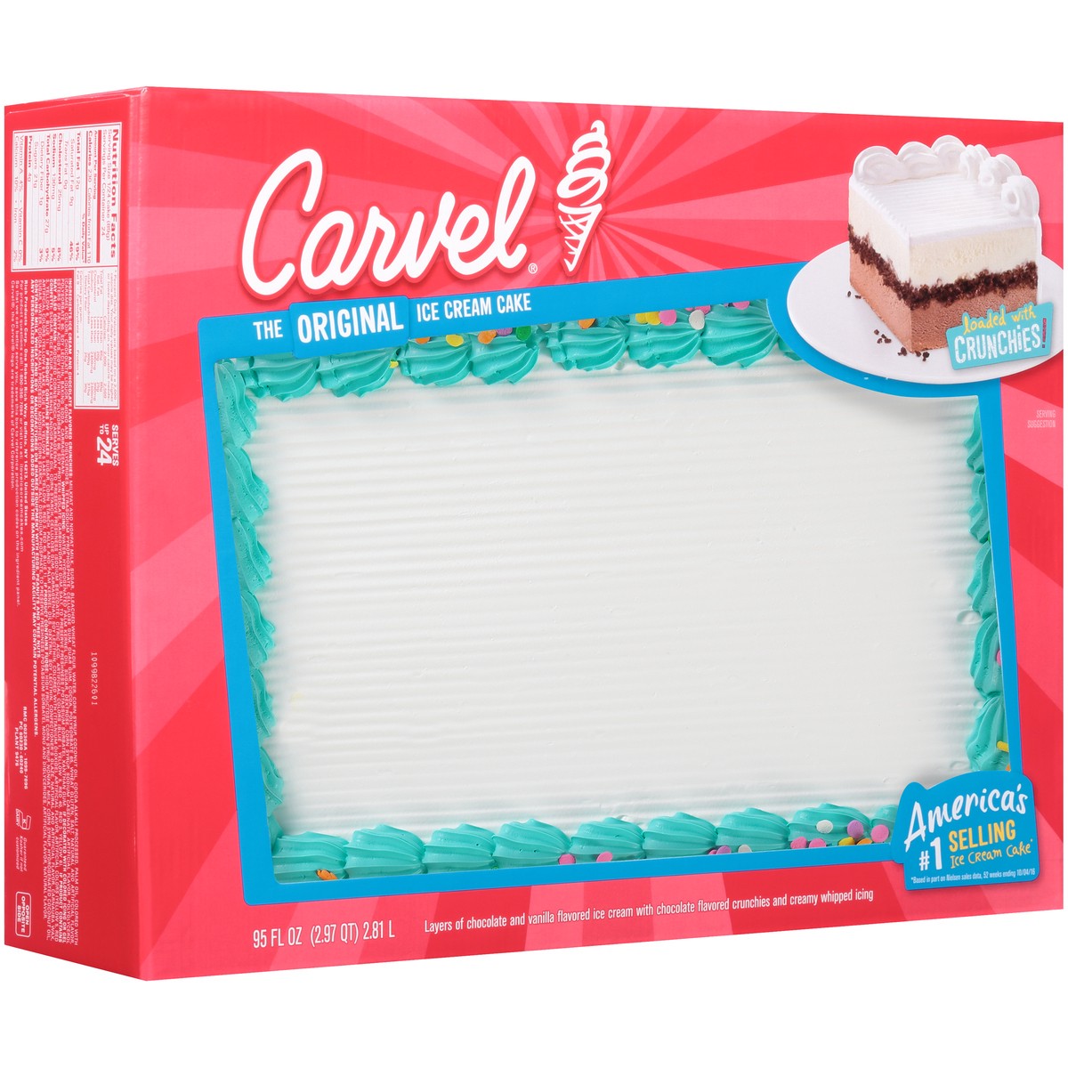 slide 1 of 7, Carvel Sheet Ice Cream Cake, Confetti, 95 fl oz, 95 fl oz