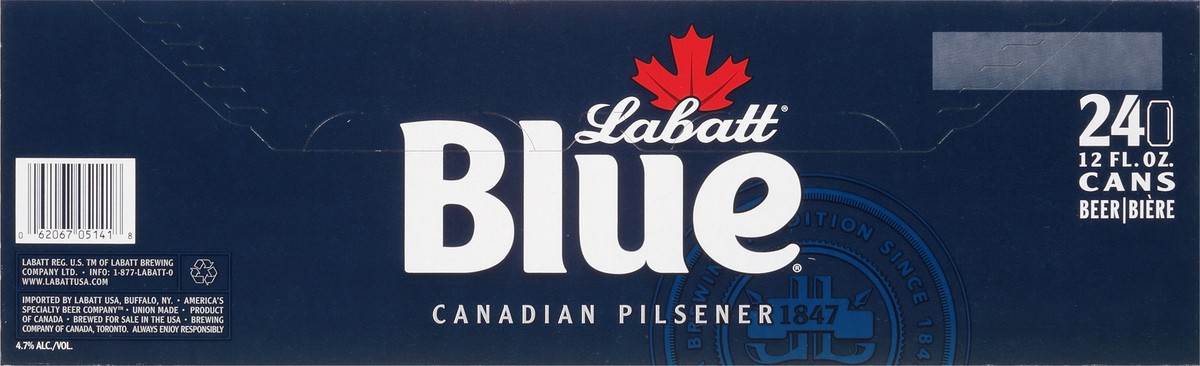 slide 3 of 12, Labatt Blue Light, Canadian Pilsener, 24 ct; 12 oz