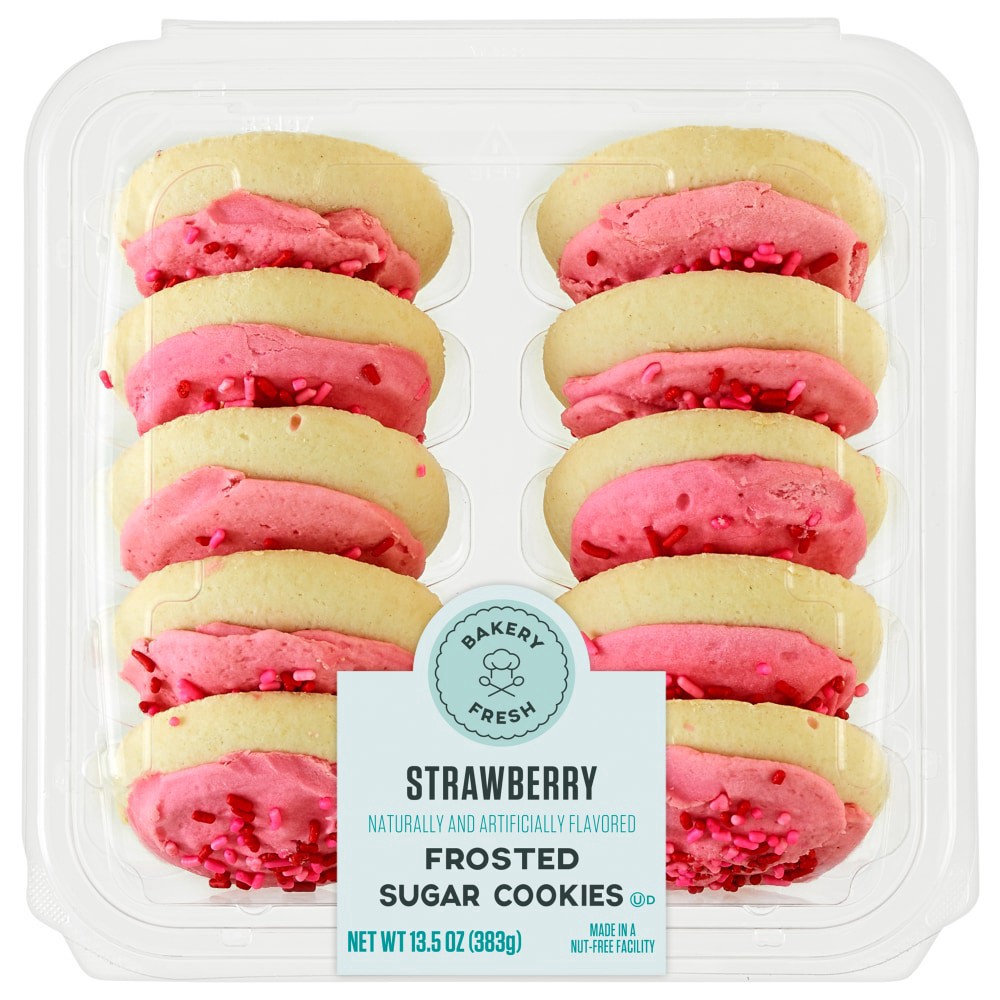 slide 1 of 1, Bakery Fresh Vanilla Frosted Cookies - Strawberry, 13.5 oz