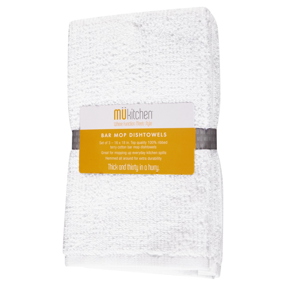 slide 7 of 9, MÜkitchen Bar Mop Dishtowels 3 ea, 3 ct
