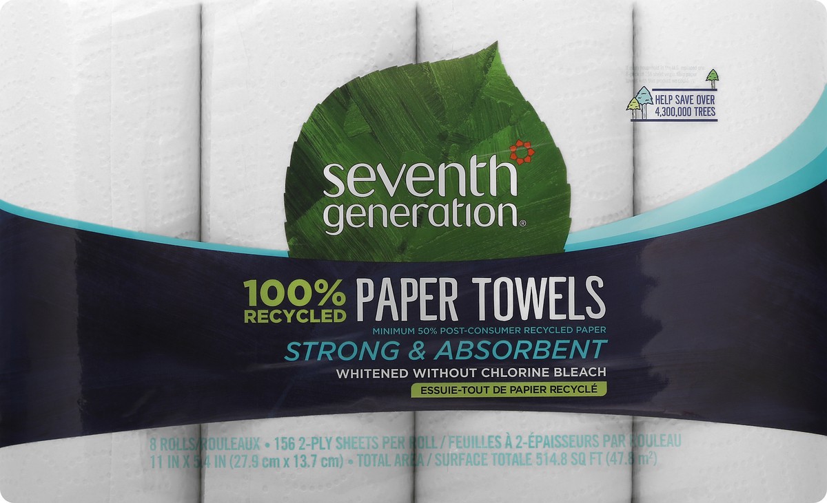 slide 5 of 9, Seventh Generation Paper Towels 2-ply, 8 Rolls, 1 ct