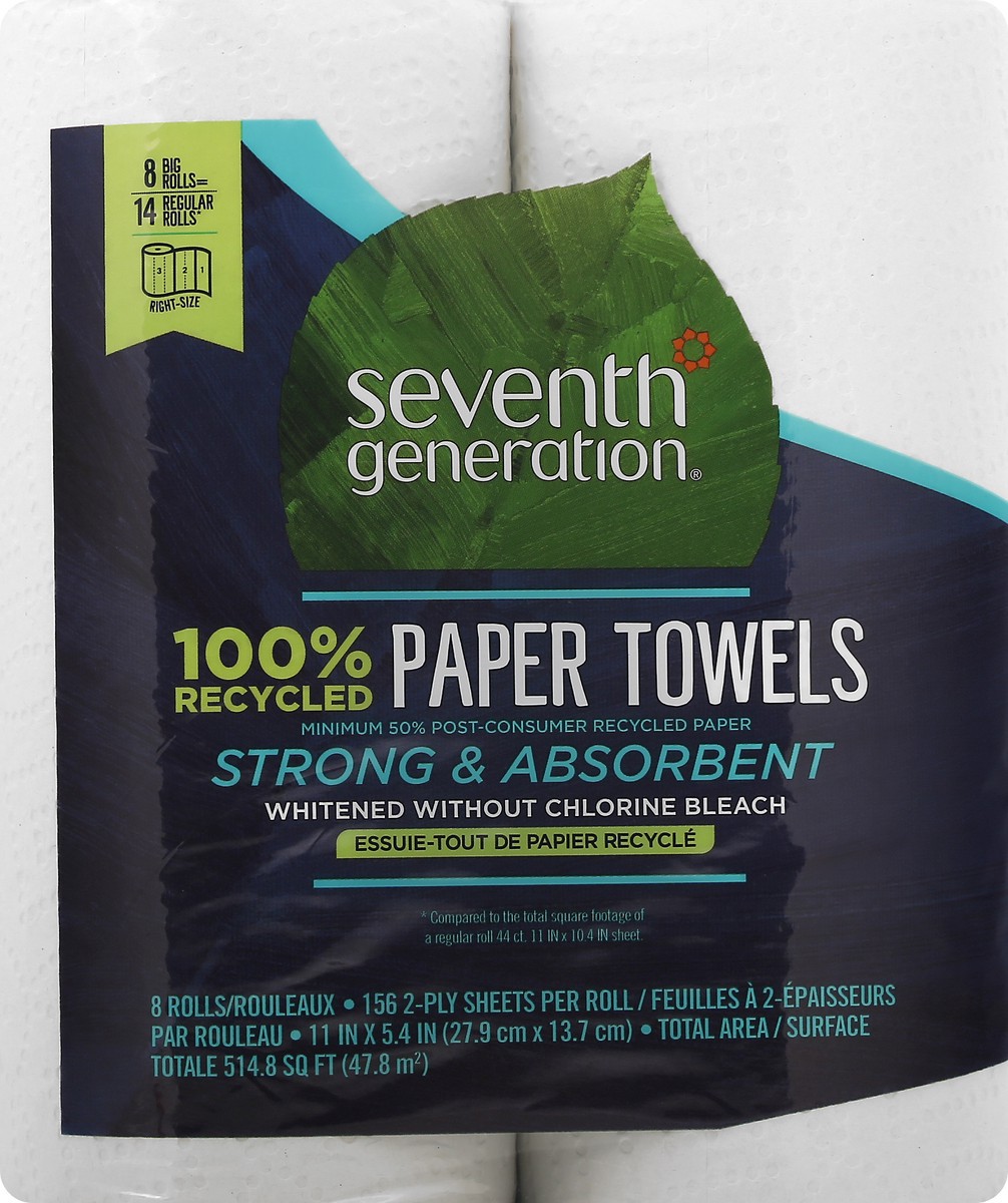 slide 4 of 9, Seventh Generation Paper Towels 2-ply, 8 Rolls, 1 ct