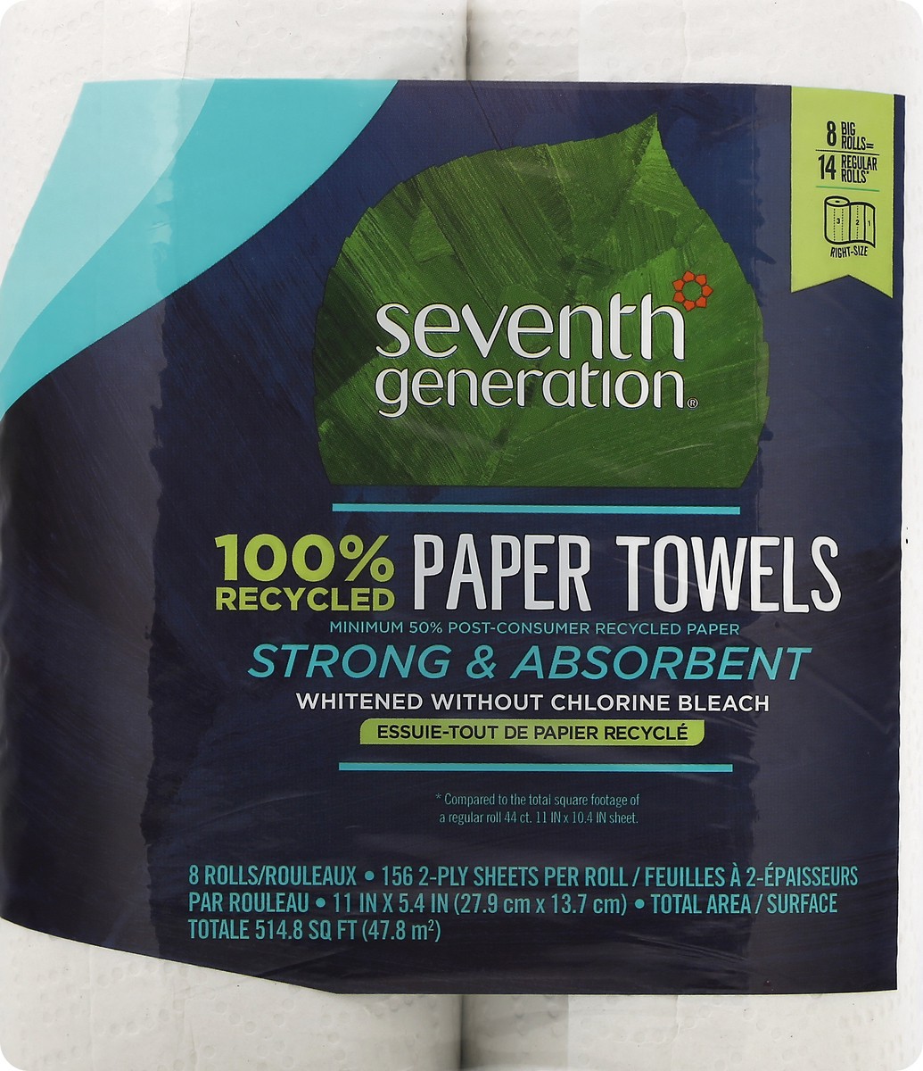 slide 2 of 9, Seventh Generation Paper Towels 2-ply, 8 Rolls, 1 ct