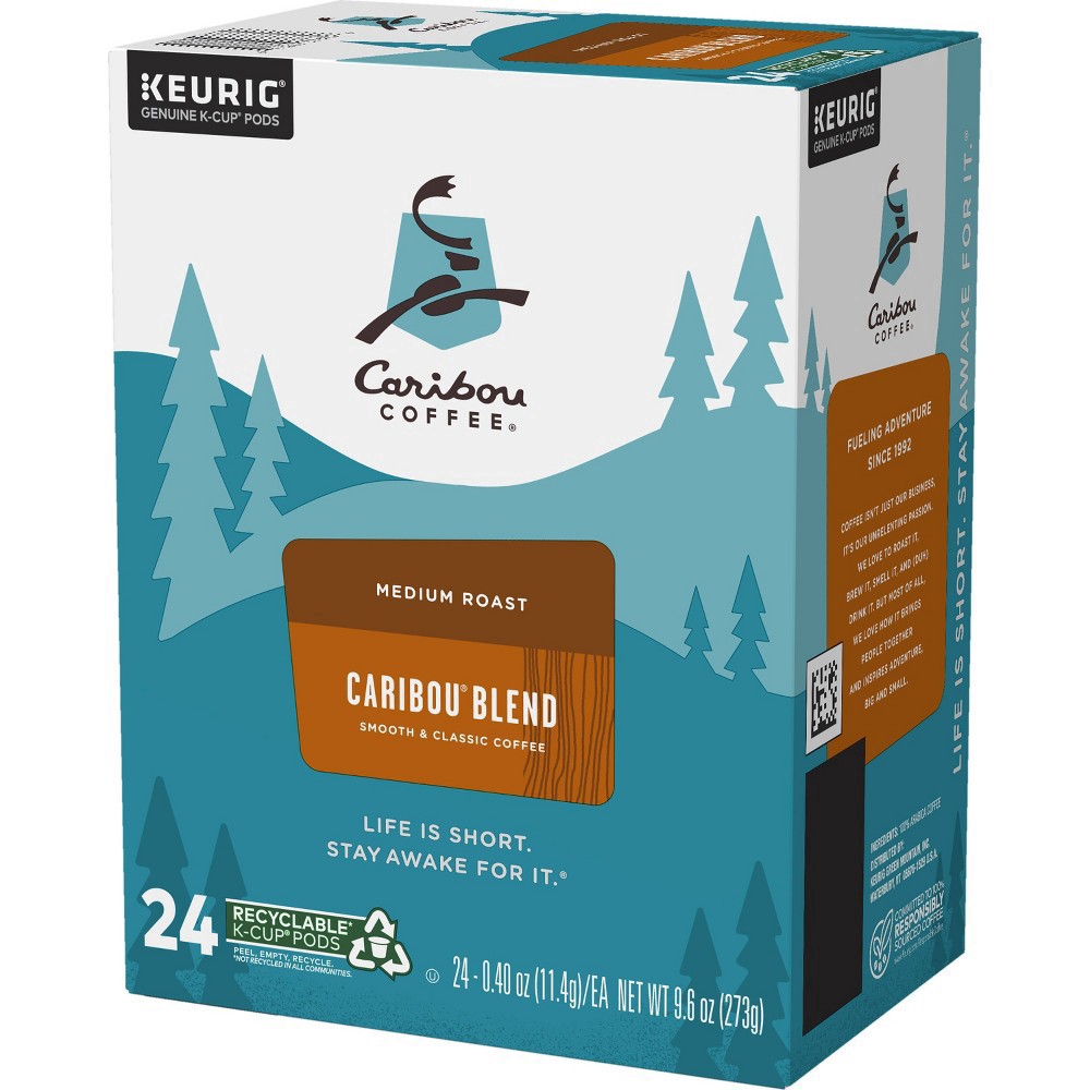 slide 4 of 9, Caribou Coffee Blend, Keurig Single-Serve K-Cup Pods, Medium Roast Coffee, 24 Count, 24 ct