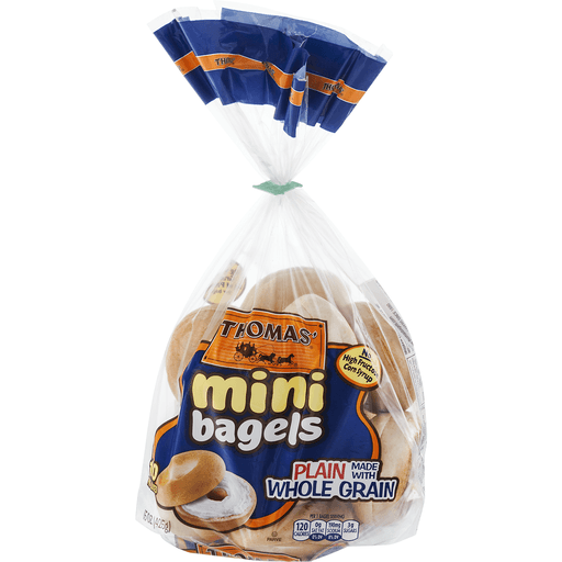 slide 3 of 9, Thomas' Mini Bagels - Plain Made With Whole Grain, 10 ct; 15 oz