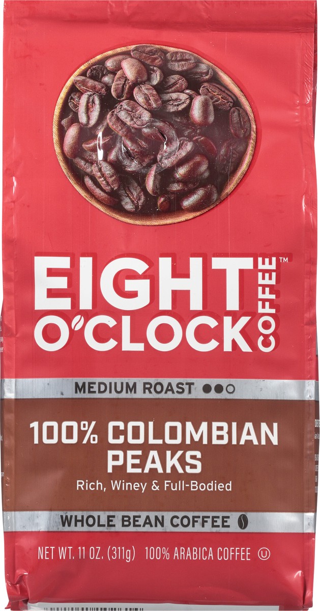 slide 6 of 9, Eight O'Clock Coffee Eight O'Clock Colombian Peaks Whole Bean Coffee, 11 oz