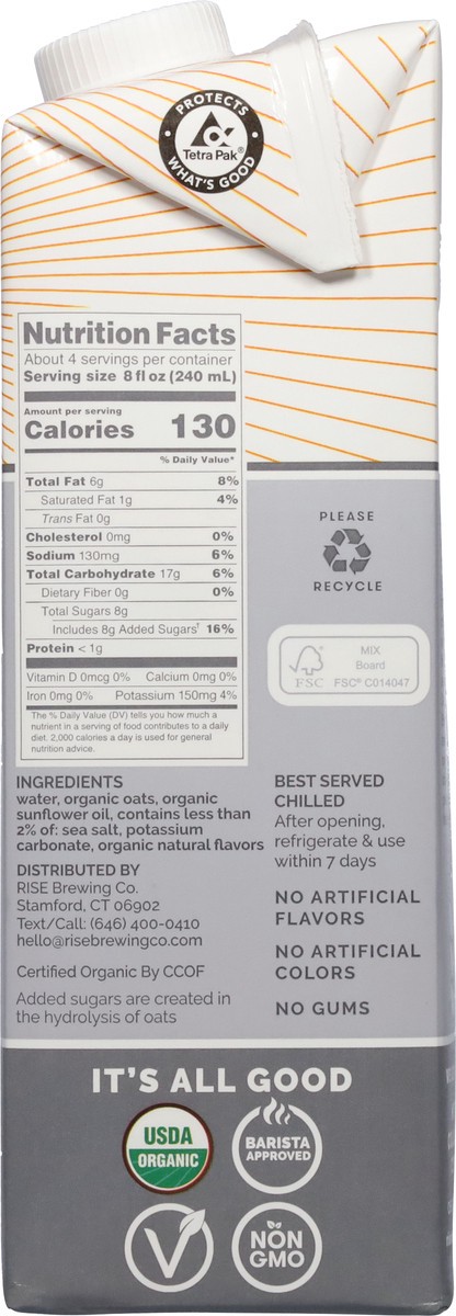 slide 7 of 9, RISE Brewing Co. RISE Oat Milk - Barista Blend, 32 fl oz