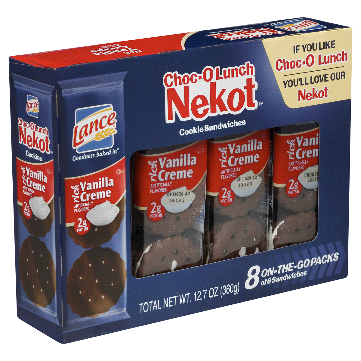 Lance ChocolateO Lunch Nekot Chocolate Creme Cookie Sandwiches 8 ct