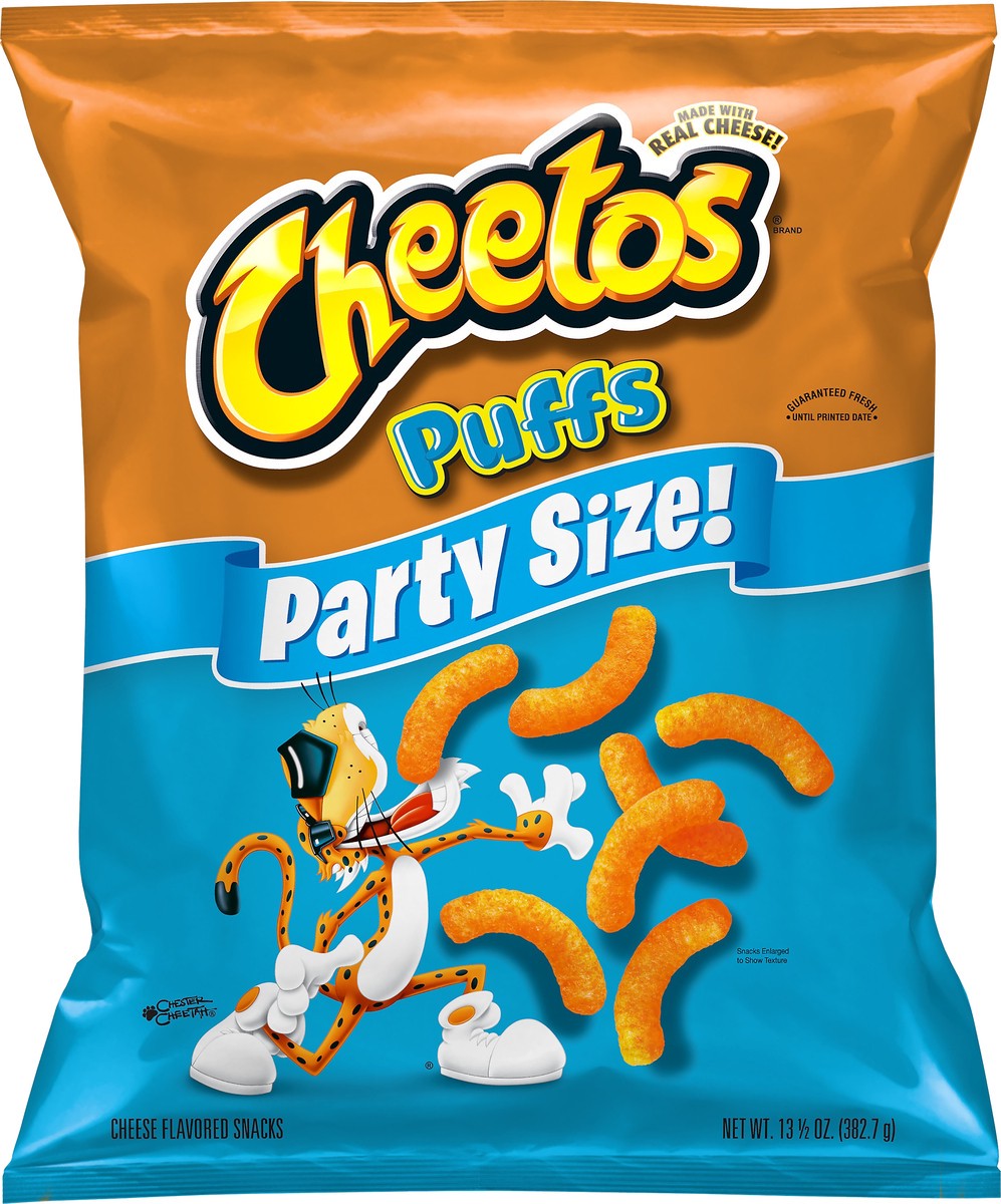 slide 3 of 4, Cheetos Snacks, Cheese Flavored, Puffs, Party Size, 13.5 oz
