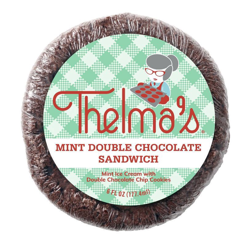 slide 1 of 1, Thelma's Mint Double Chocolate Ice Cream Sandwich 6 Fluid Ounce, 6 fl oz