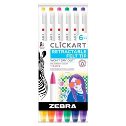 Zebra ClickArt Retractable Felt Tip Tie-Dye Marker Pen Pack, 6 pk