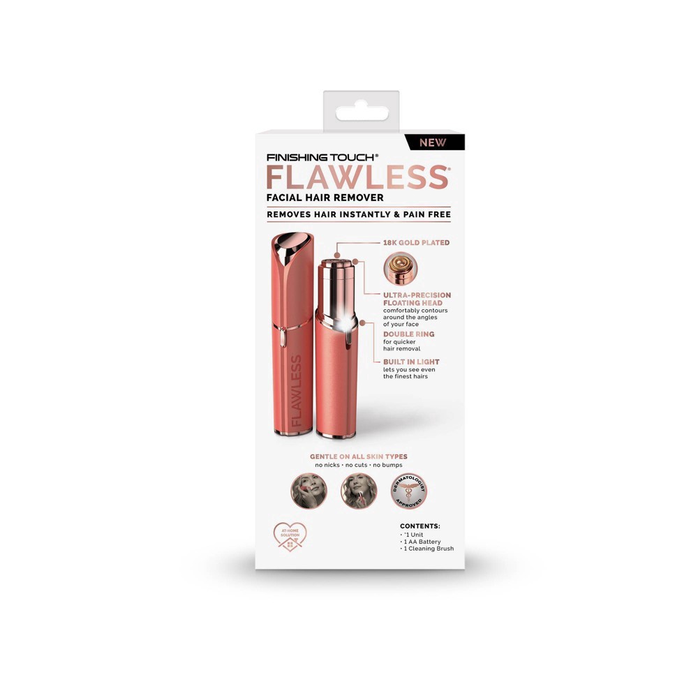 slide 9 of 10, Flawless Women's Finishing Touch Face Razor - Coral, 1 ct