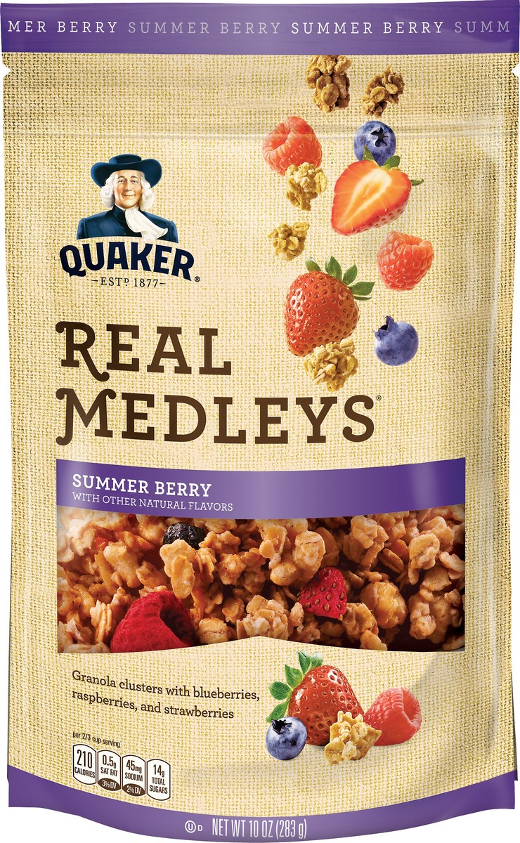 slide 4 of 5, Quaker Real Medleys Summer Berry Granola Clusters, 10 oz