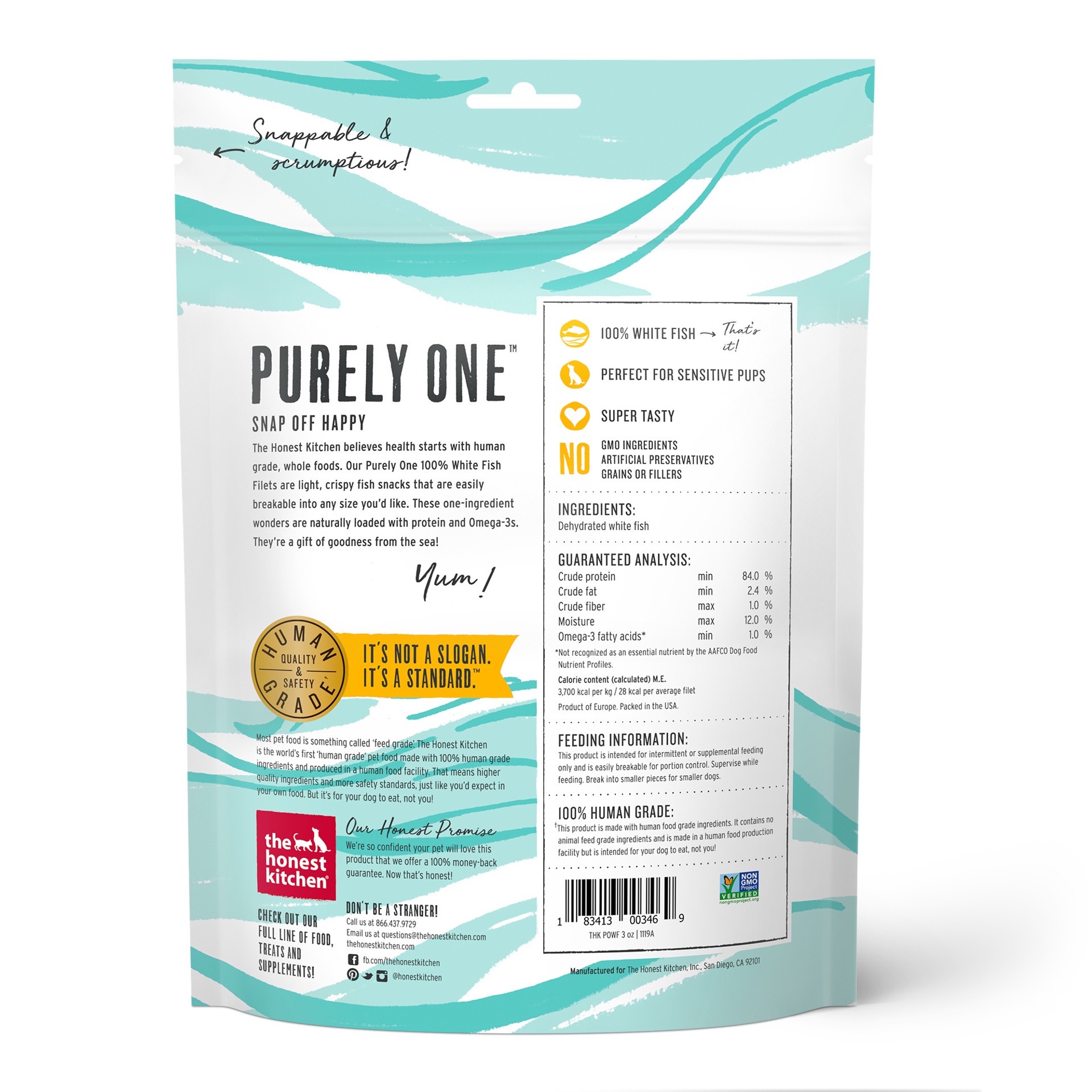 slide 4 of 4, The Honest Kitchen 100% White Fish Filets Dog Treats, 3 oz (Wishes™), 3 oz