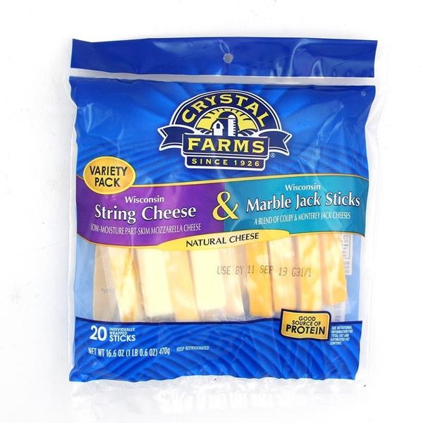 slide 1 of 1, Crystal Farms String Cheese Variety Pack, 20 ct