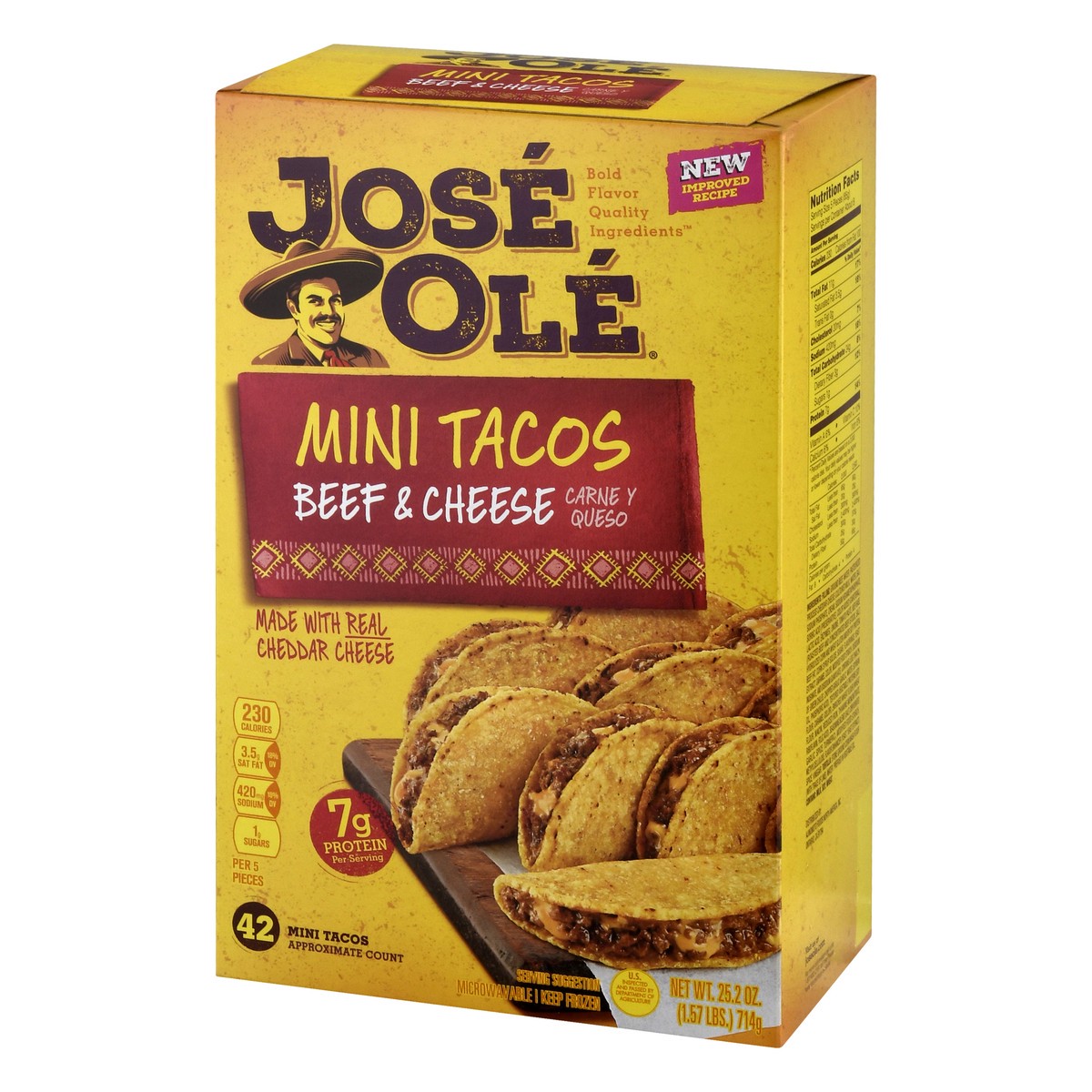 slide 6 of 12, José Olé Beef & Cheese Mini Tacos 42 ea, 42 ct