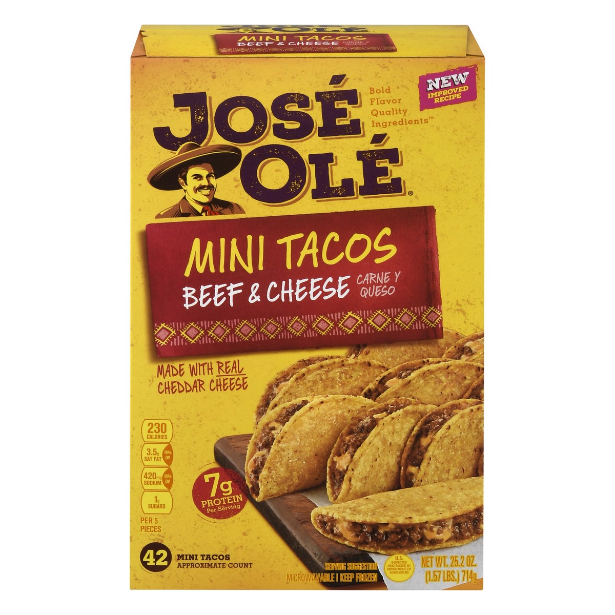 slide 1 of 12, José Olé Beef & Cheese Mini Tacos 42 ea, 42 ct