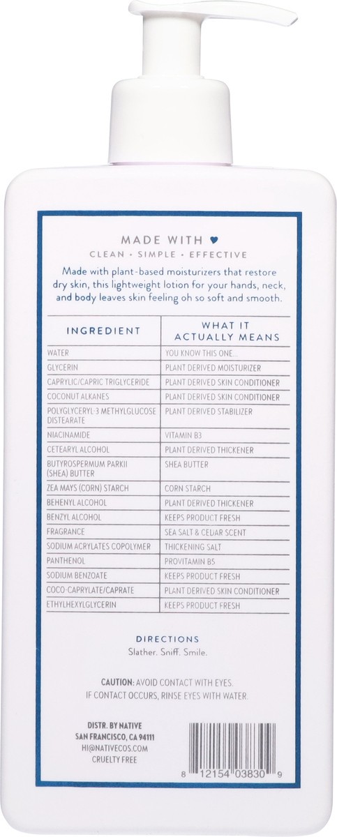 slide 2 of 12, Native Sea Salt & Cedar Body Lotion Pump - 16.5 fl oz, 16.5 fl oz