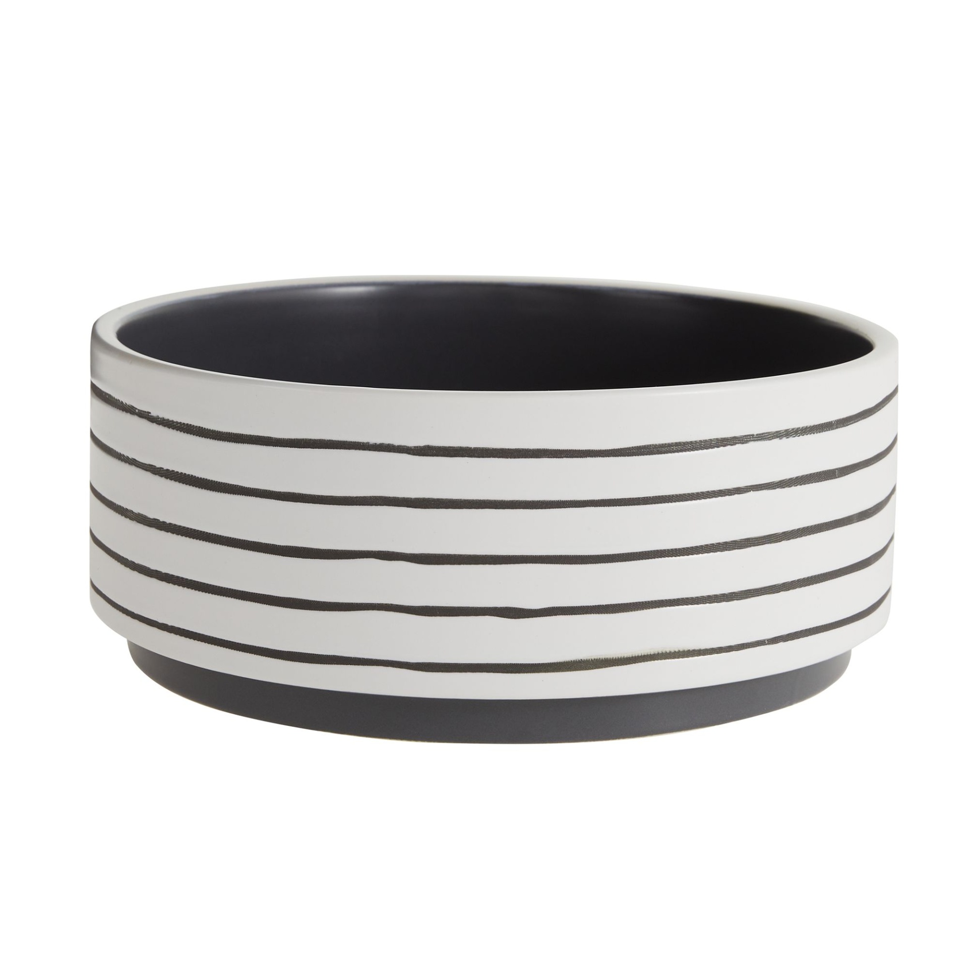 slide 1 of 1, Full Cheeks Small Pet Black & White Ceramic Bowl, 72 oz