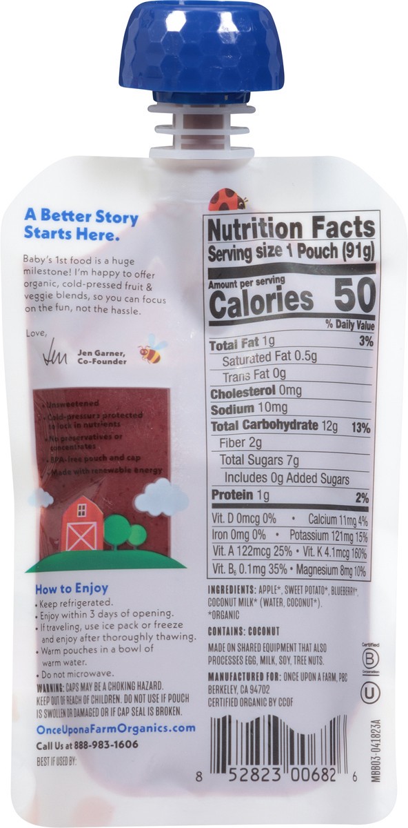 slide 13 of 13, Once Upon a Farm Mama Bear Blueberry Stage 2 Baby Food (7+ Months), 3.2 oz